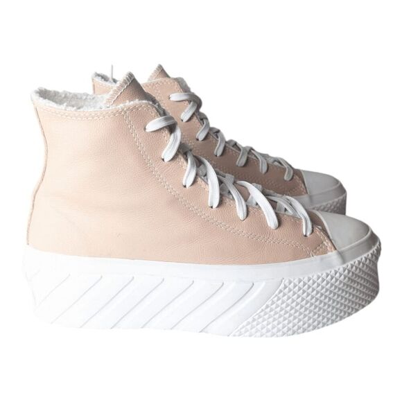CONVERSE Chuck Taylor All Star 2X Platform High "Cozy Sherpa/Vachetta Beige" Sne - Picture 3 of 9